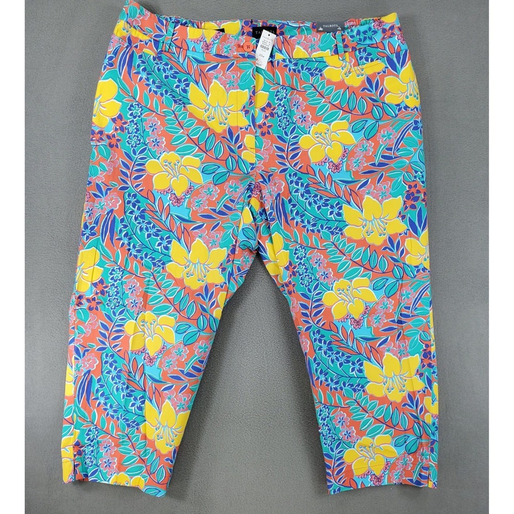 Talbots Perfect Skimmer Pants Womens 20W Multicolor Floral Pedal Pusher NEW